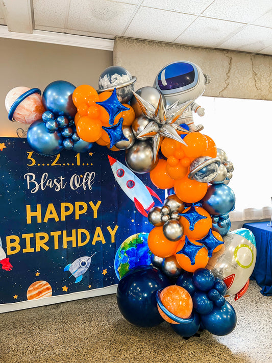 Orange Chrome Blue Chrome Silver Navy Astronaut Space Out Of This World Professional Balloon Garland Arch Kit - Balloons And Accessories From A Pro Artist - Birthday Party