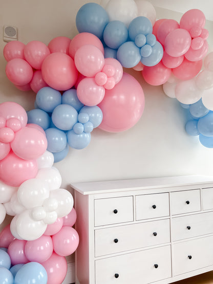 Pastel Blue Pastel Pink White Baby Blue Baby Pink Gender Reveal Professional Balloon Garland Arch Kit- Balloons + Accessories From A Pro Artist