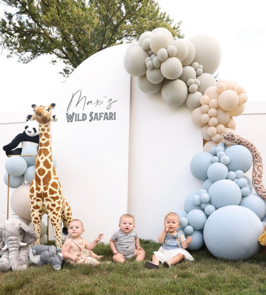 Gray Tan Dusty Blue Neutral Safari Professional Balloon Garland Arch Kit