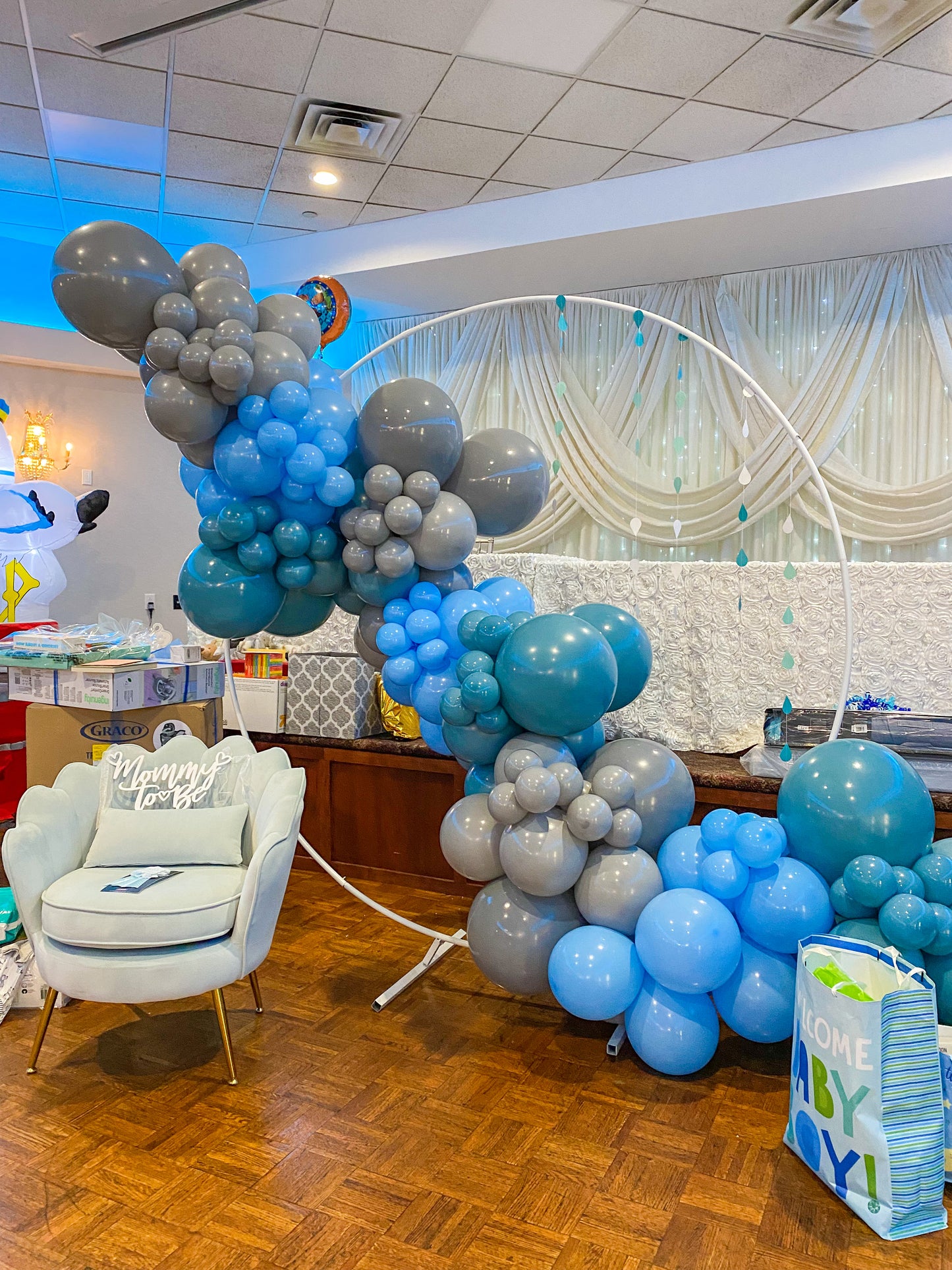 Baby Blue Gray Blue Slate Baby Shower Blues Moody Professional Balloon Garland Arch Kit - Balloons And Accessories From A Pro Artist