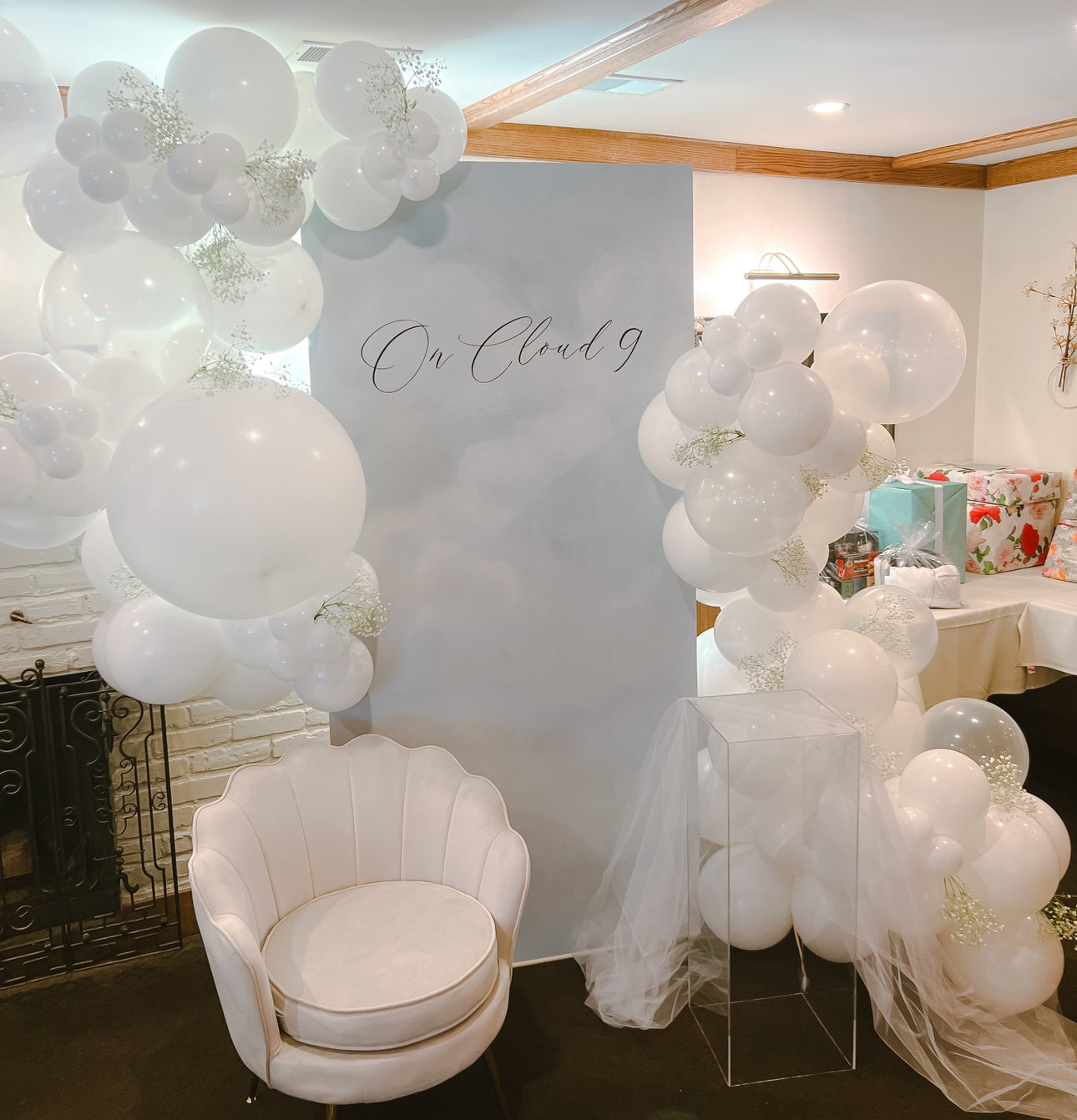 Full White Some Clear On Cloud 9 Baby Bridal Shower Professional Balloon Garland Arch Kit - Balloons And Accessories From A Pro Artist