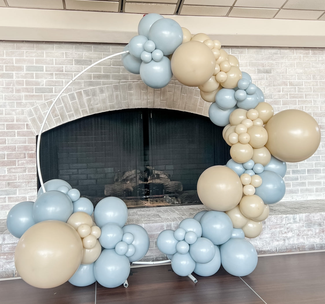 Dusty Blue Fog Baby Blue Pastel Blue Sand Tan Beige Neutral Baby Boy Shower Professional Balloon Garland Arch Kit - Balloons And Accessories From A Pro Artist