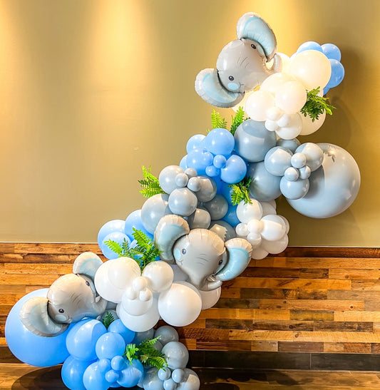 Baby Blue White Fog Dusty Blue Elephant Baby Shower Professional Balloon Garland Arch Kit - Balloons And Accessories From A Pro Artist