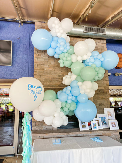 Mint Green Pastel Blue White Hole In ONE Birthday Christening Baby Shower Professional Balloon Garland Arch Kit - Balloons And Accessories From A Pro Artist