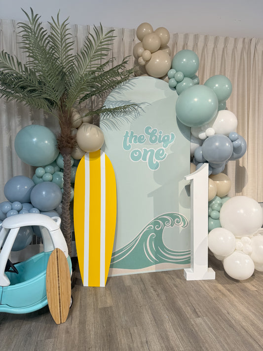 Surfs Up The Big One Blue Teal Tan White First Birthday Party Balloon Garland Kit Professional Balloon Garland Arch Kit