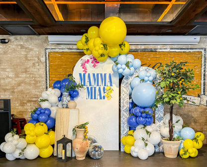 Yellow Baby Pastel Blue Royal Blue White MAMMA MIA Almafi Coast Professional Balloon Garland Arch Kit - Balloons And Accessories From A Pro Artist - Bridal Baby Shower Birthday