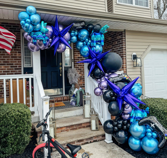 Chrome Blue Black Chrome Purple Fortnite Gamer Professional Balloon Garland Arch Kit - Balloons And Accessories From A Pro Artist