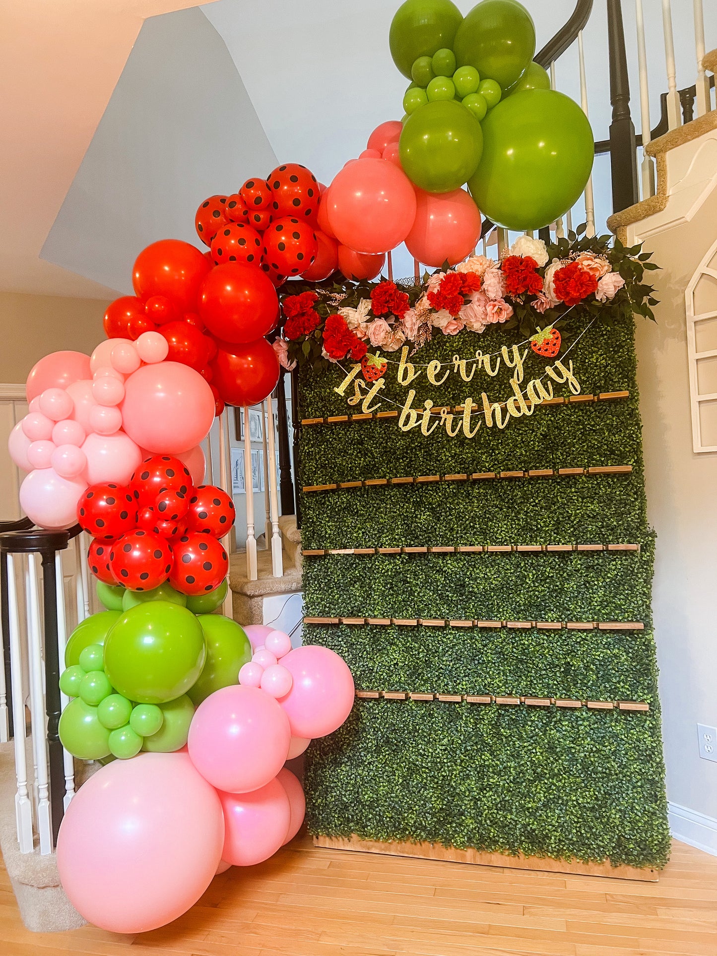 Berry Sweet Pink Lime Green Red First Birthday One Professional Balloon Garland Arch Kit - Balloons And Accessories From A Pro Artist - Birthday Strawberry Watermelon