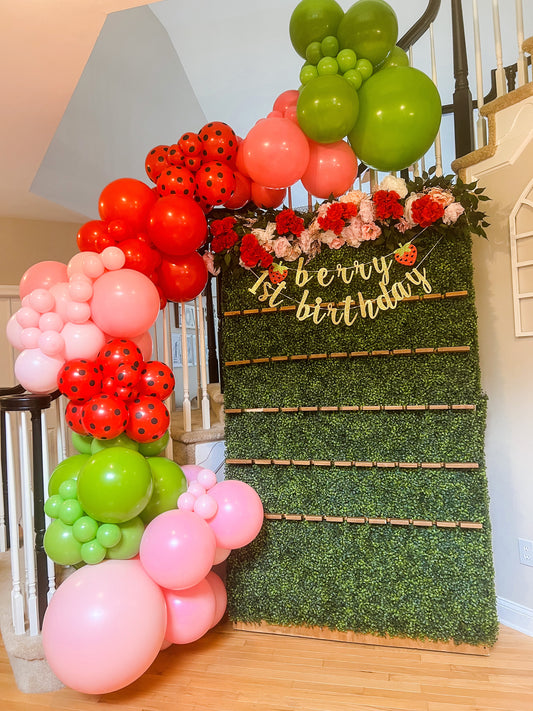 Berry Sweet Pink Lime Green Red First Birthday One Professional Balloon Garland Arch Kit - Balloons And Accessories From A Pro Artist - Birthday Strawberry Watermelon